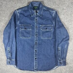 Vintage J.Crew Mens Denim Button Down Shirt Medium Chambray Long Sleeve Cotton